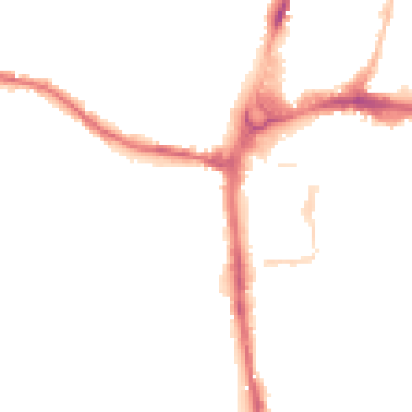 Night-time road noise heatmap for HR4 0DA