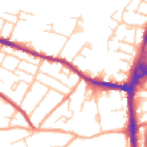 Daytime road noise heatmap for HR4 0DE