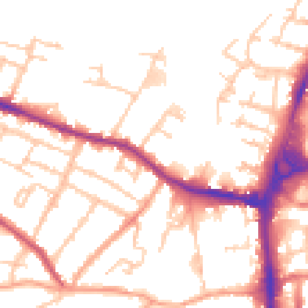Daytime road noise heatmap for HR4 0DG