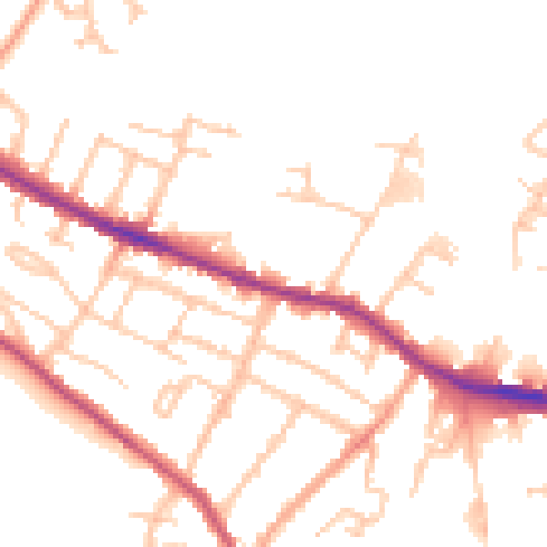 Daytime road noise heatmap for HR4 0DH