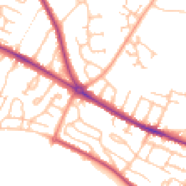 Daytime road noise heatmap for HR4 0DL
