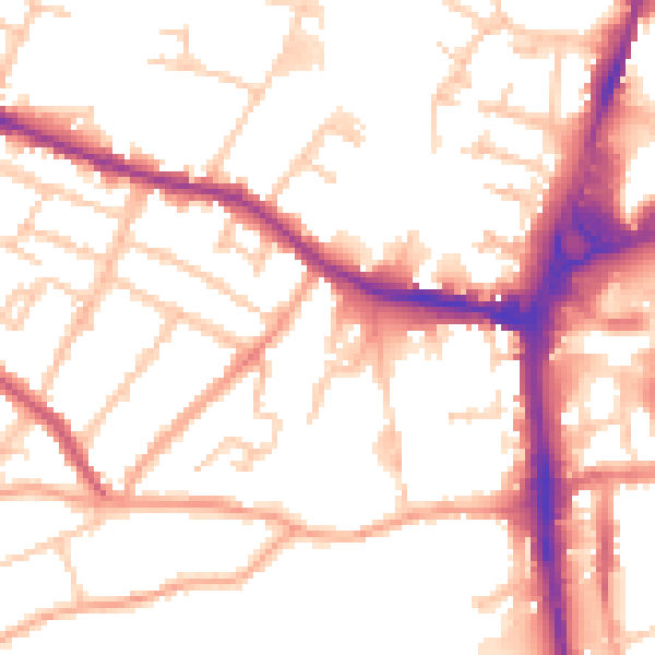 Daytime road noise heatmap for HR4 0DN