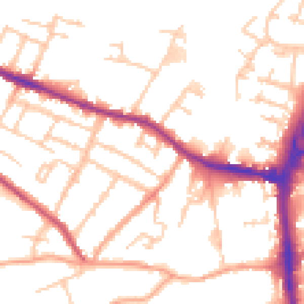Daytime road noise heatmap for HR4 0DP