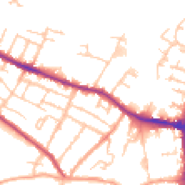 Daytime road noise heatmap for HR4 0DQ