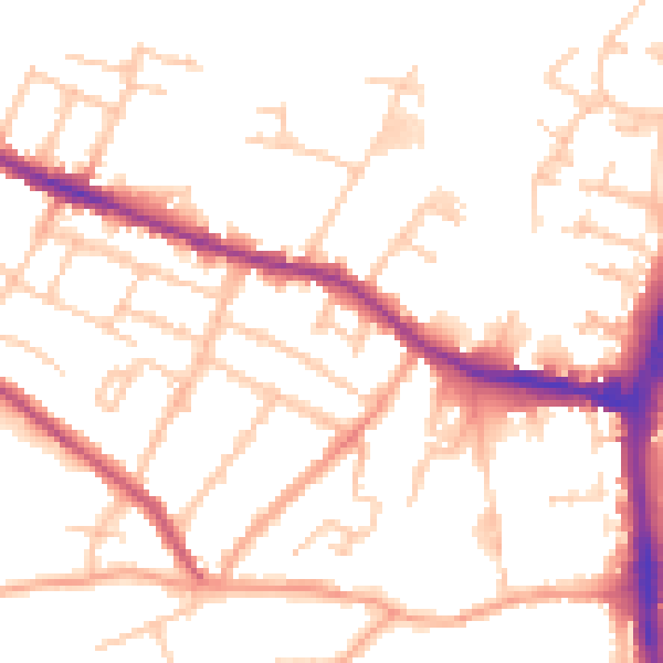 Daytime road noise heatmap for HR4 0DR