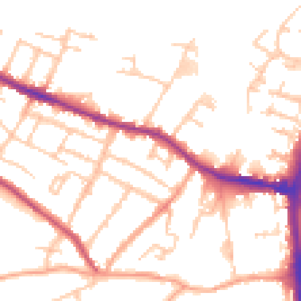 Daytime road noise heatmap for HR4 0DS