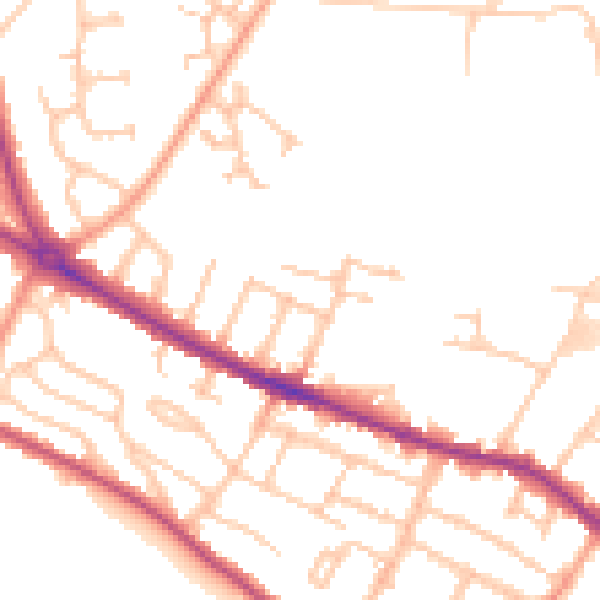 Daytime road noise heatmap for HR4 0DX