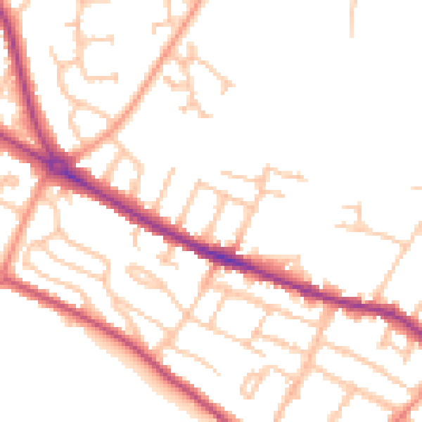 Daytime road noise heatmap for HR4 0DY