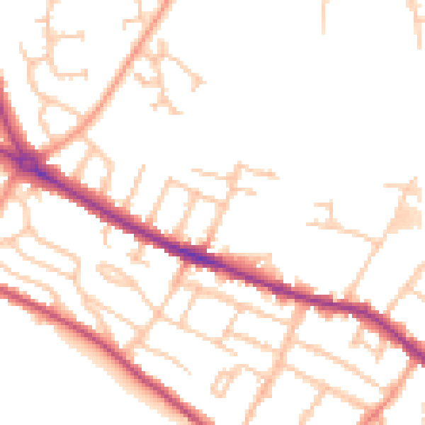 Daytime road noise heatmap for HR4 0DZ
