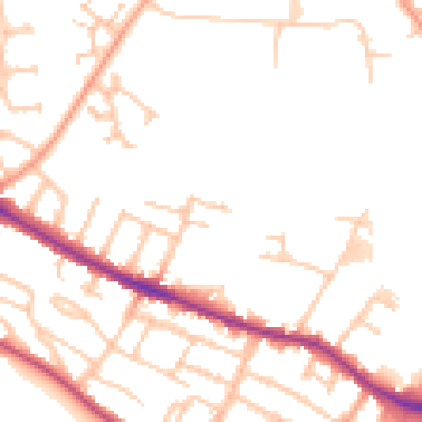 Daytime road noise heatmap for HR4 0EA