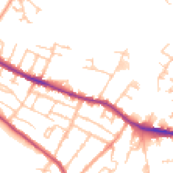 Daytime road noise heatmap for HR4 0EB