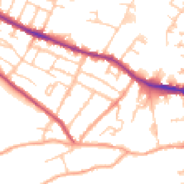 Daytime road noise heatmap for HR4 0EY