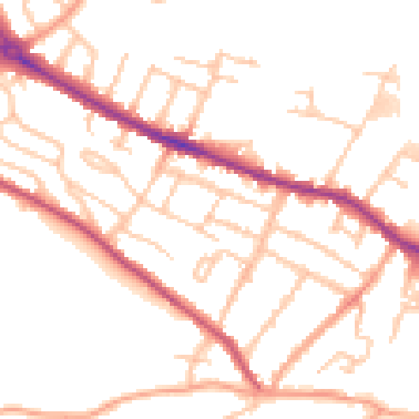 Daytime road noise heatmap for HR4 0HG