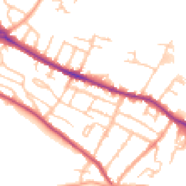 Daytime road noise heatmap for HR4 0HQ