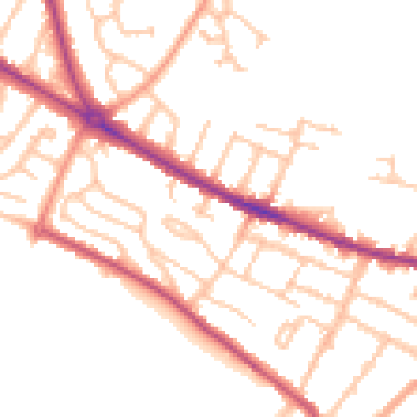 Daytime road noise heatmap for HR4 0LU