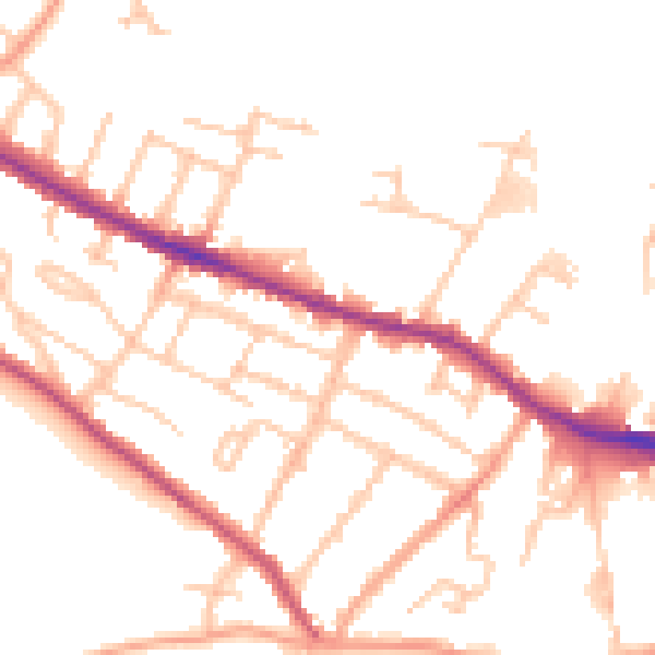 Daytime road noise heatmap for HR4 0NJ