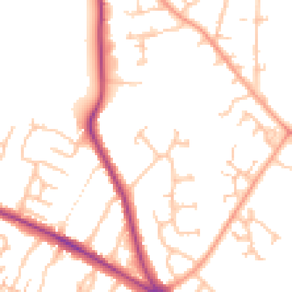 Daytime road noise heatmap for HR4 0NU