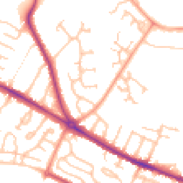 Daytime road noise heatmap for HR4 0PD