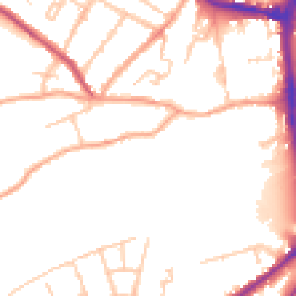 Daytime road noise heatmap for HR4 0PH