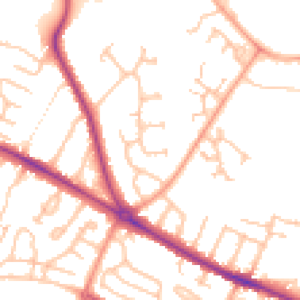 Daytime road noise heatmap for HR4 0PQ