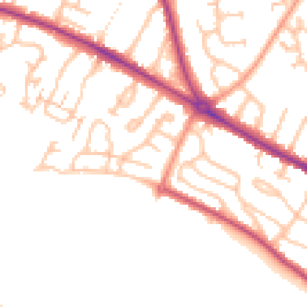 Daytime road noise heatmap for HR4 0QE