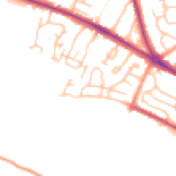 Daytime road noise heatmap for HR4 0QQ