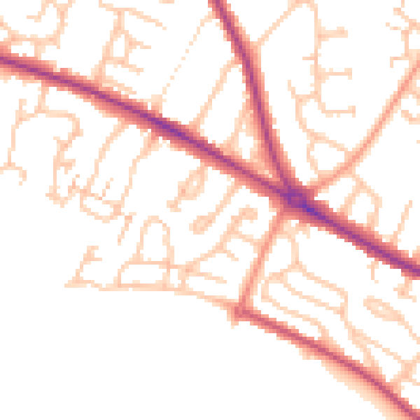 Daytime road noise heatmap for HR4 0QX