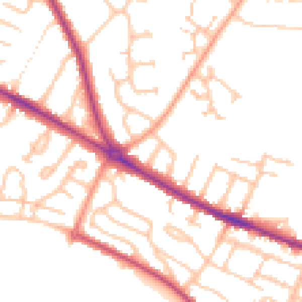 Daytime road noise heatmap for HR4 0RT