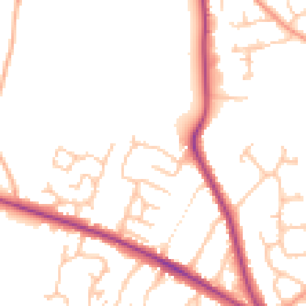 Daytime road noise heatmap for HR4 0RU