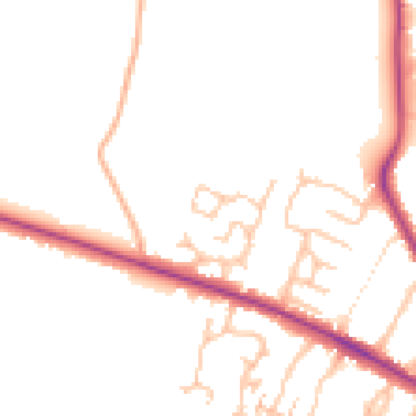 Daytime road noise heatmap for HR4 0TN