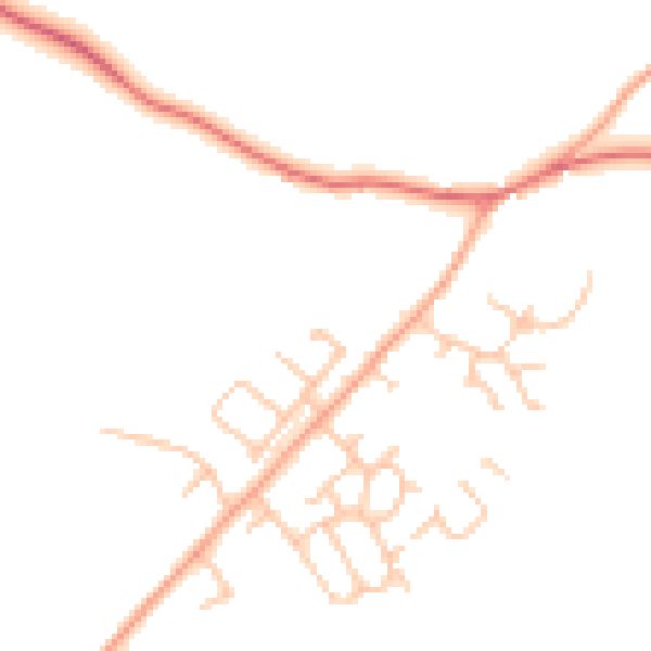 Daytime road noise heatmap for HR4 7DY