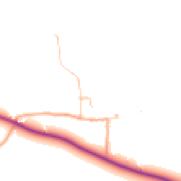 Daytime road noise heatmap for HR4 7NP