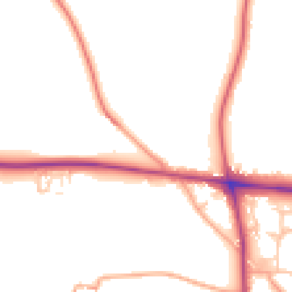 Daytime road noise heatmap for HR4 7RD