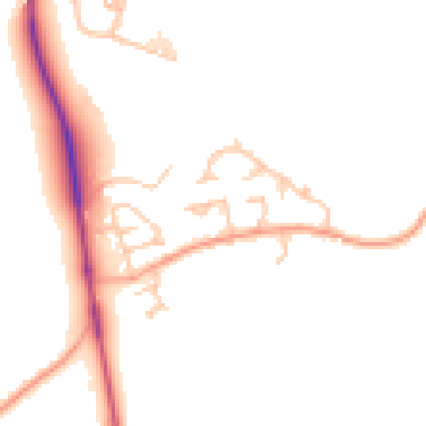 Daytime road noise heatmap for HR4 8DF