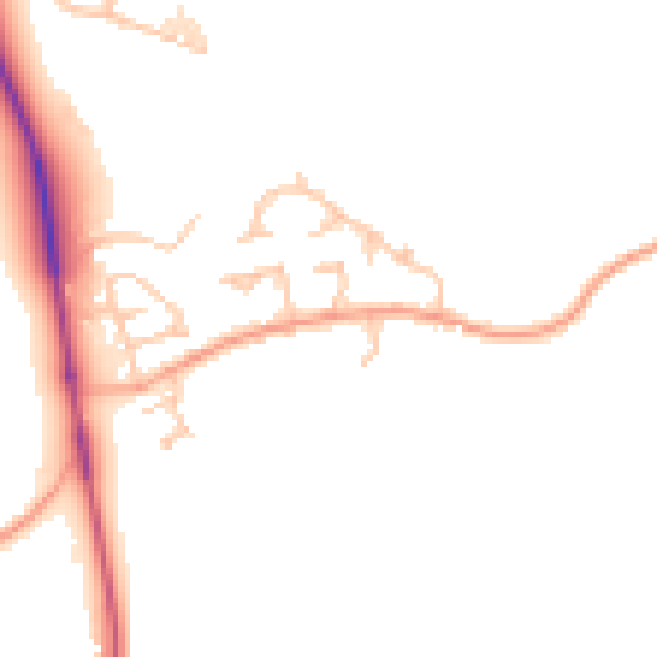 Daytime road noise heatmap for HR4 8DY