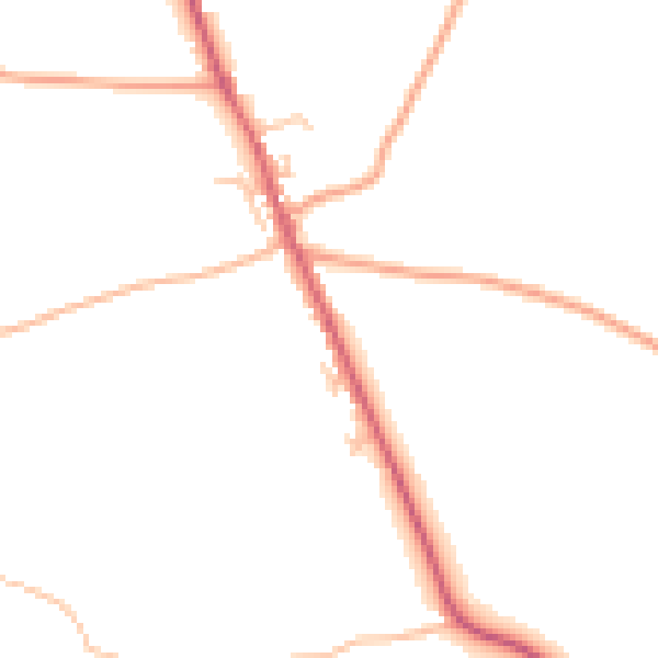 Daytime road noise heatmap for HR4 8NU