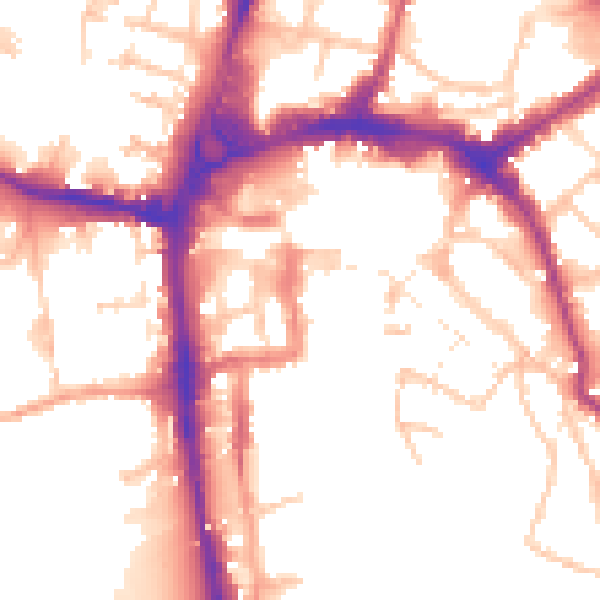 Daytime road noise heatmap for HR4 9AP