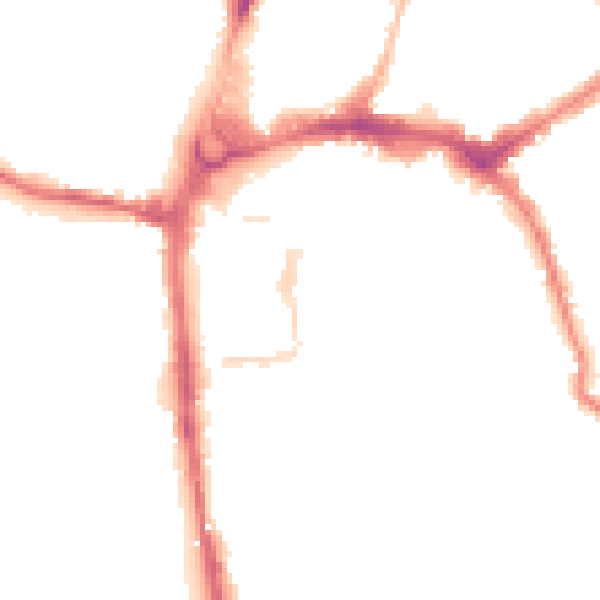 Night-time road noise heatmap for HR4 9AP