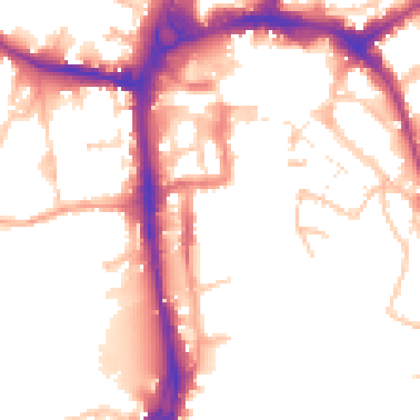 Daytime road noise heatmap for HR4 9DP