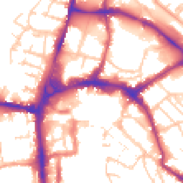 Daytime road noise heatmap for HR4 9EP