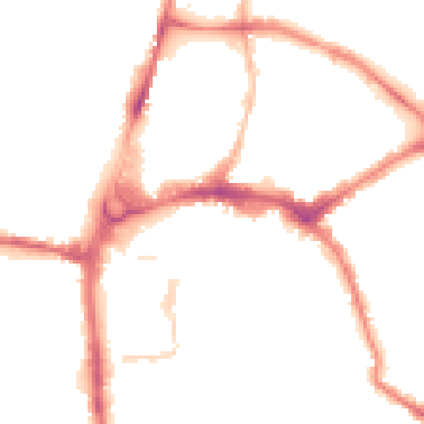 Night-time road noise heatmap for HR4 9EP