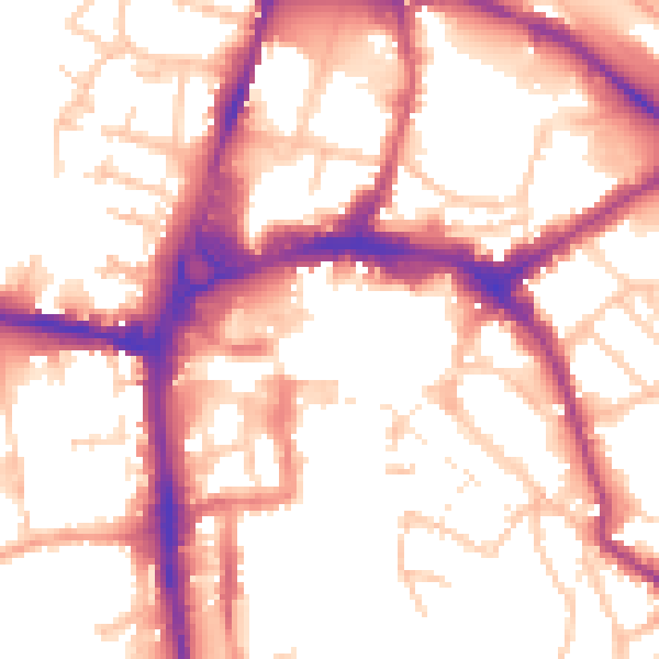 Daytime road noise heatmap for HR4 9EW