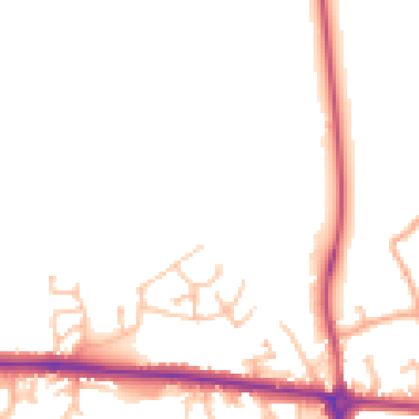 Daytime road noise heatmap for HR4 9FH