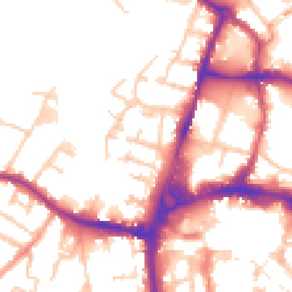 Daytime road noise heatmap for HR4 9JJ
