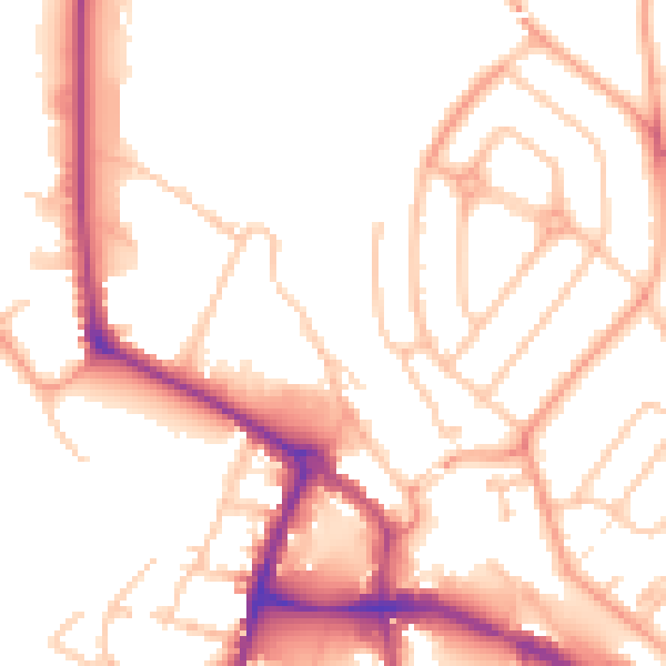 Daytime road noise heatmap for HR4 9LW