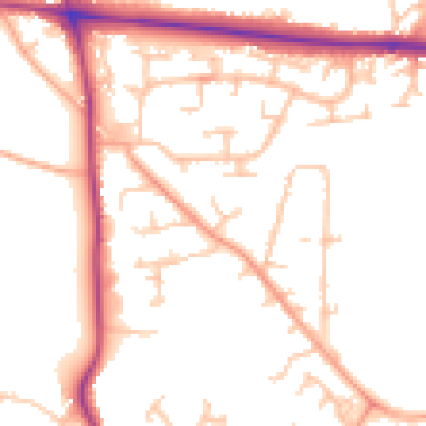Daytime road noise heatmap for HR4 9NQ