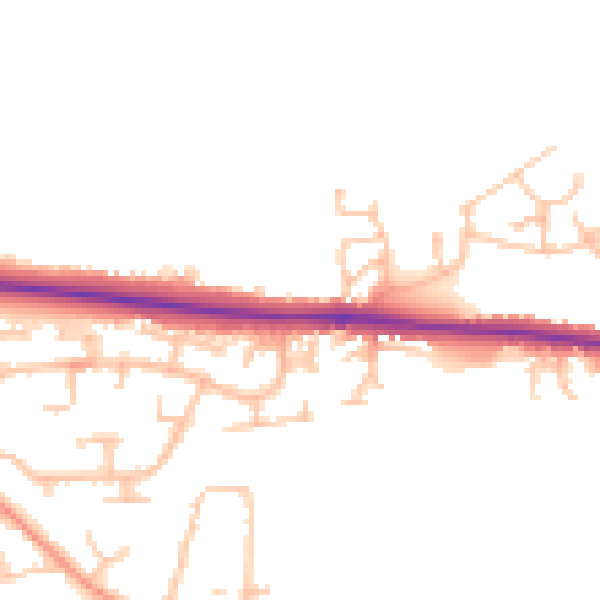 Daytime road noise heatmap for HR4 9QP