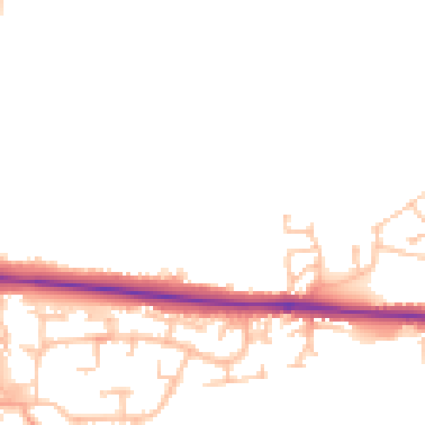 Daytime road noise heatmap for HR4 9QR