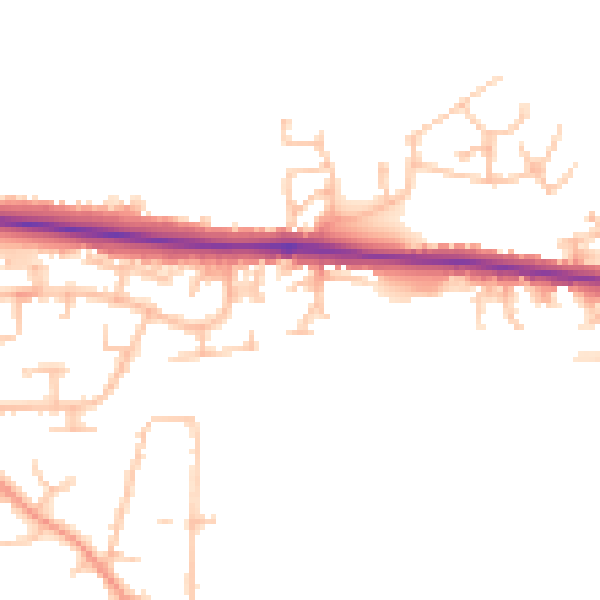 Daytime road noise heatmap for HR4 9QS