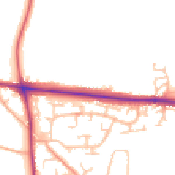 Daytime road noise heatmap for HR4 9QW